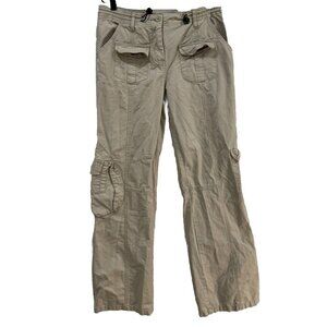 John Galt Womens Tan Cotton Straight Leg Kim Possible Cargo Pants Sz‎ 29x28